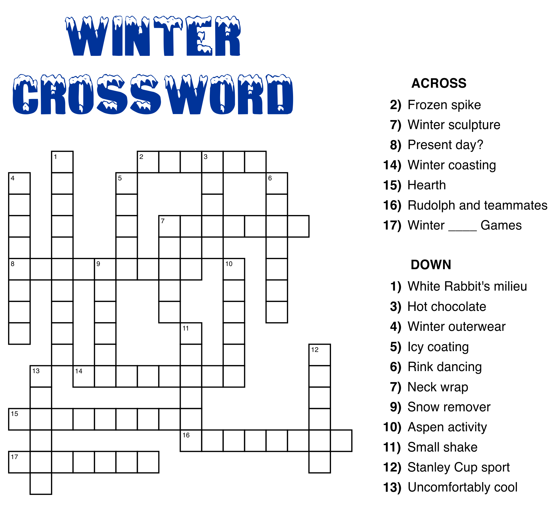 Large Printable Crossword Puzzles For Seniors