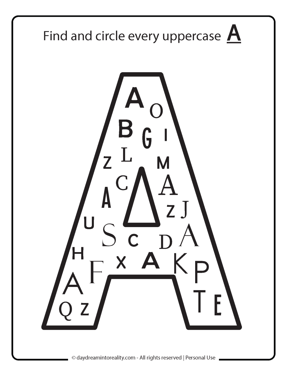Free Printable Letter A Worksheet