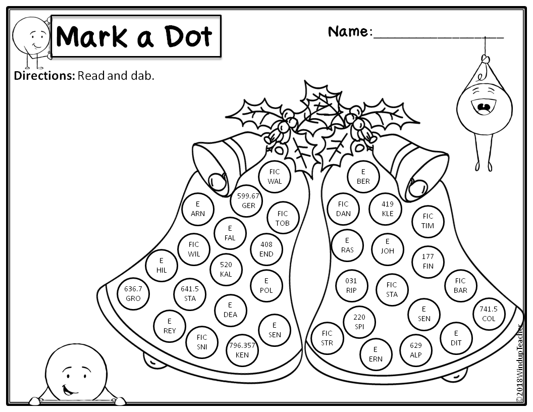 Library Call Number Bingo Dot Dauber Activity Do A Dot Marker For 