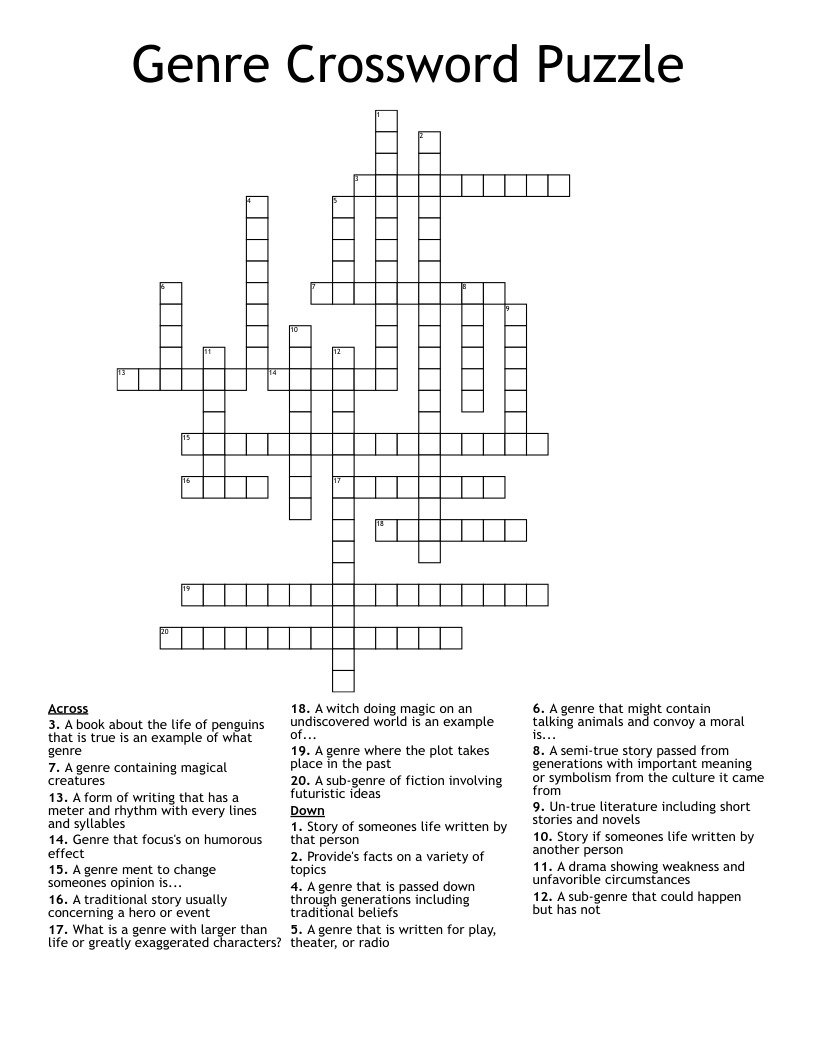 Literary Genres Worksheet WordMint