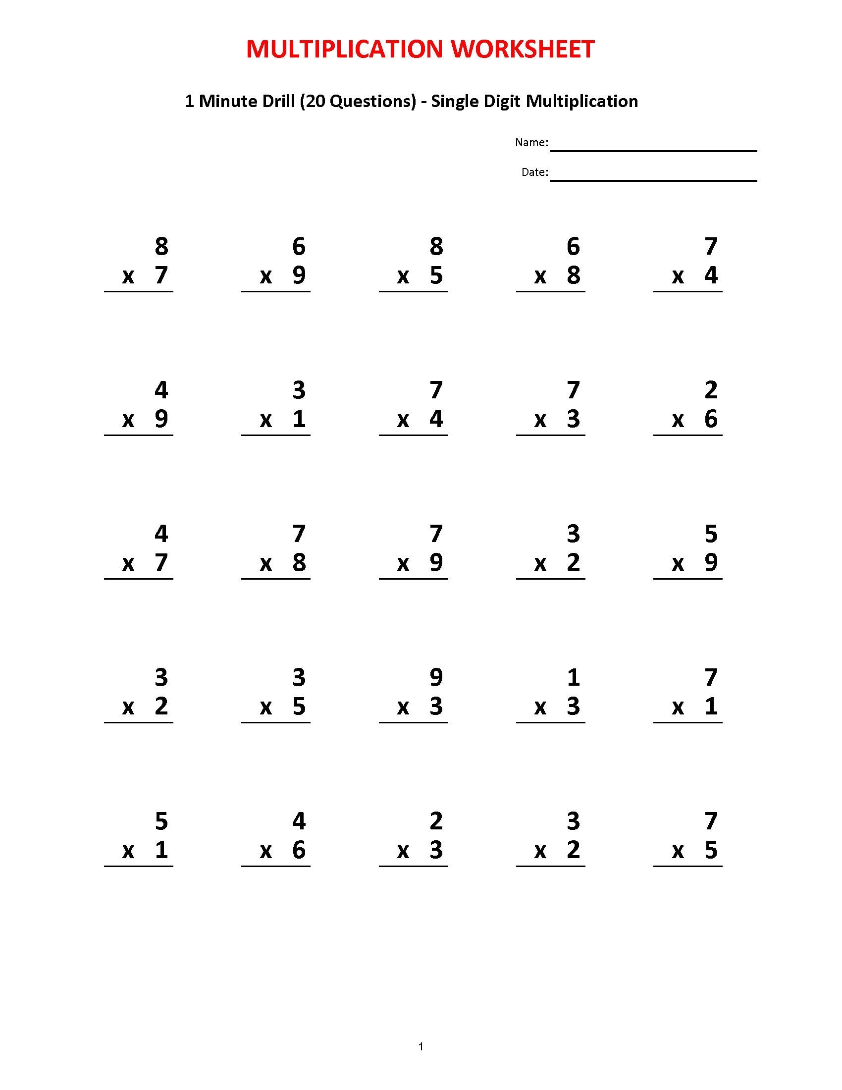 Mad Minute Multiplication Worksheets 99Worksheets Worksheets 