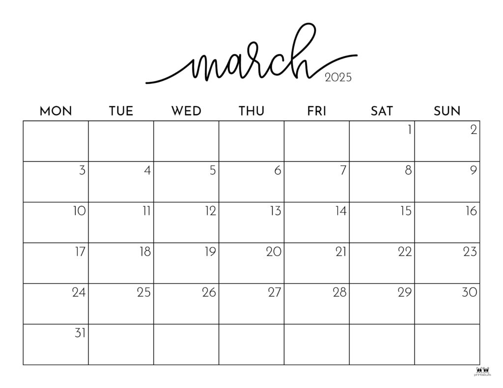 March 2025 Calendars 107 FREE Printables Printabulls