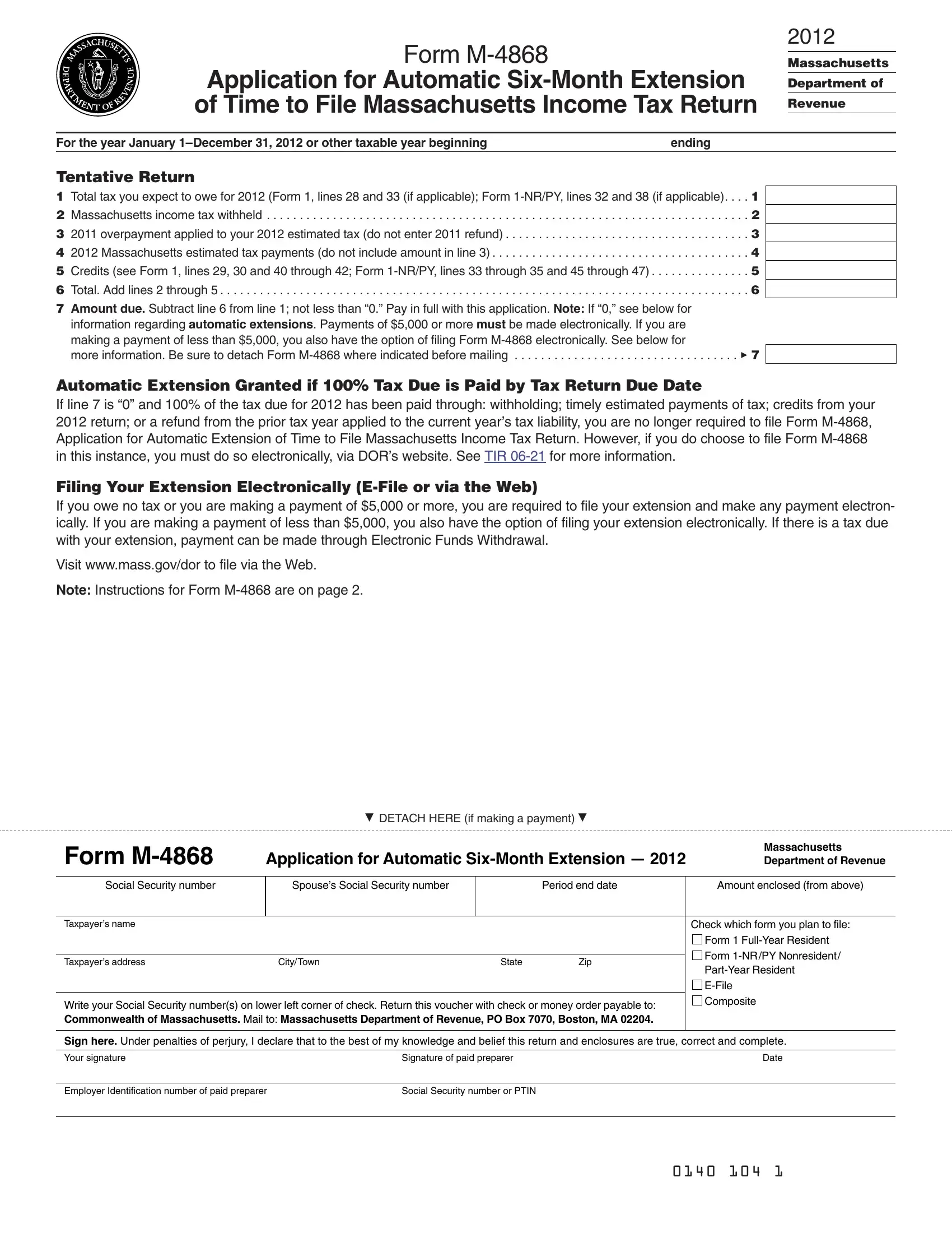Tax Form 4868 Printable