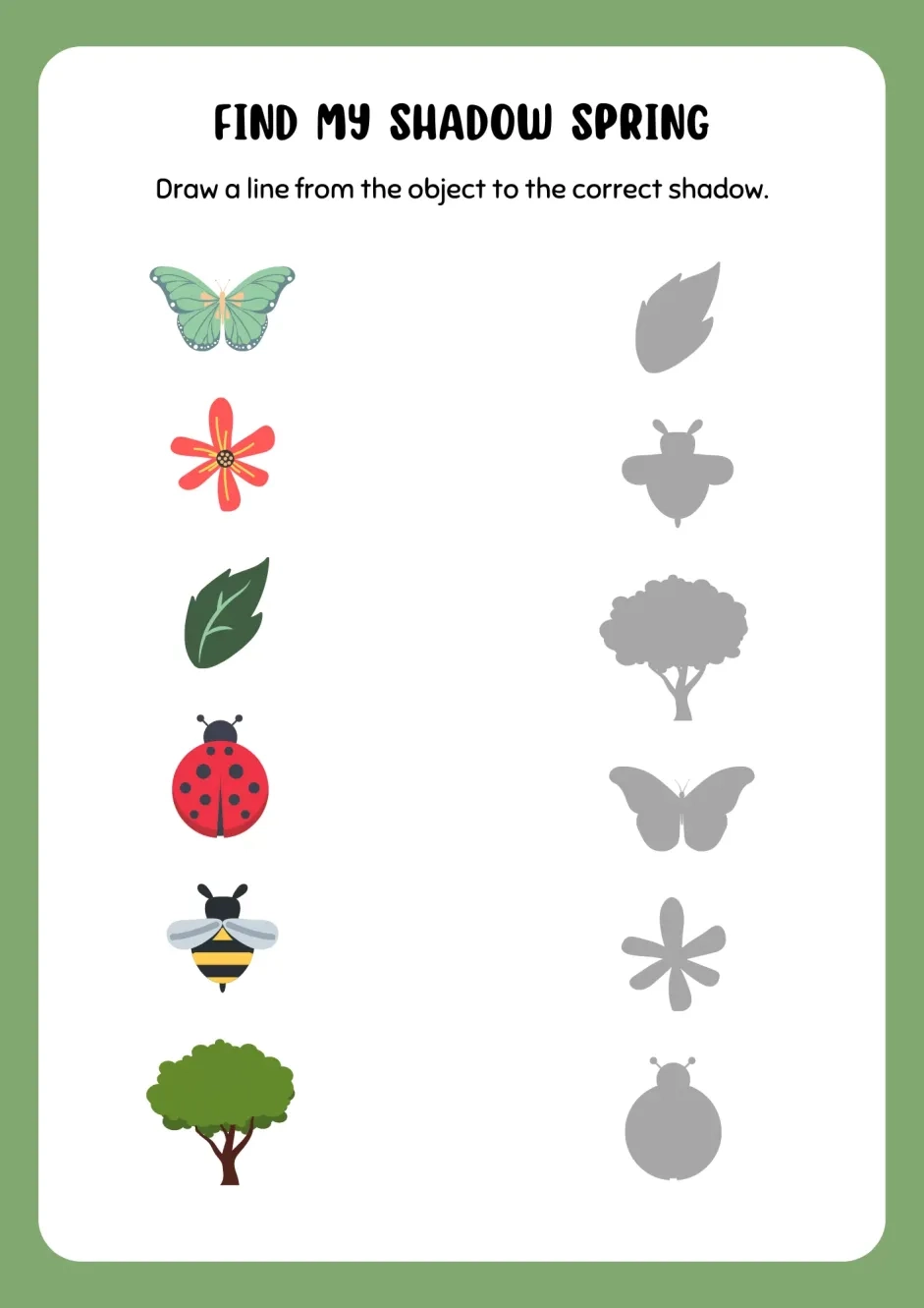 Free Printable Matching Worksheets Preschool