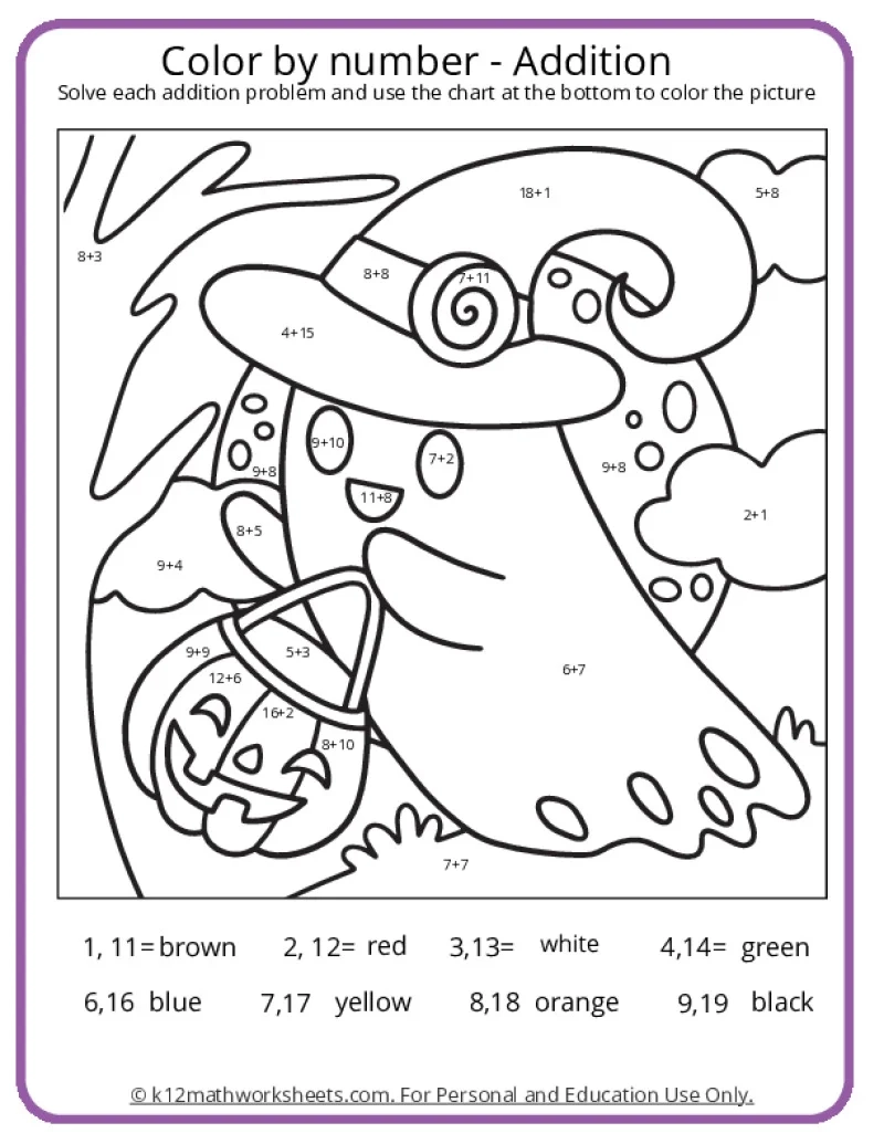Free Printable Math Coloring Worksheets