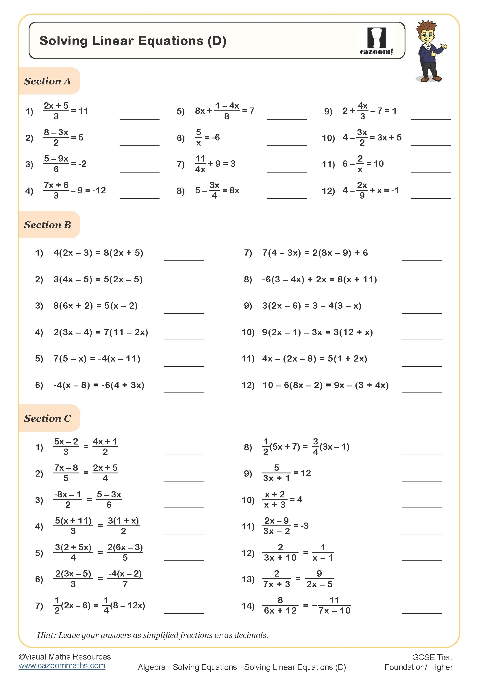 Maths Worksheets KS3 amp KS4 Printable PDF Worksheets