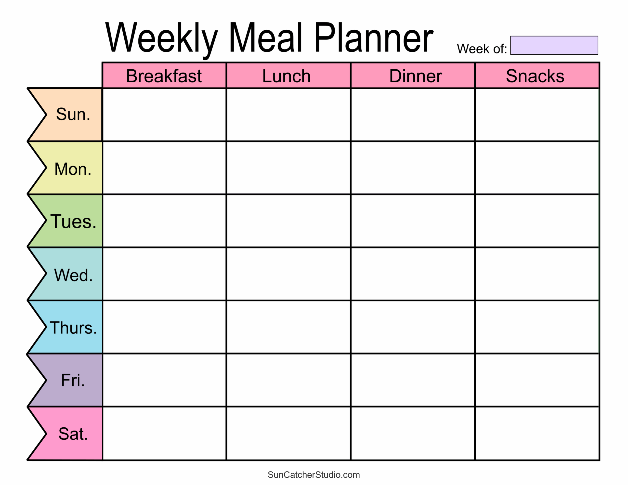 Printable Weekly Meal Planner Template
