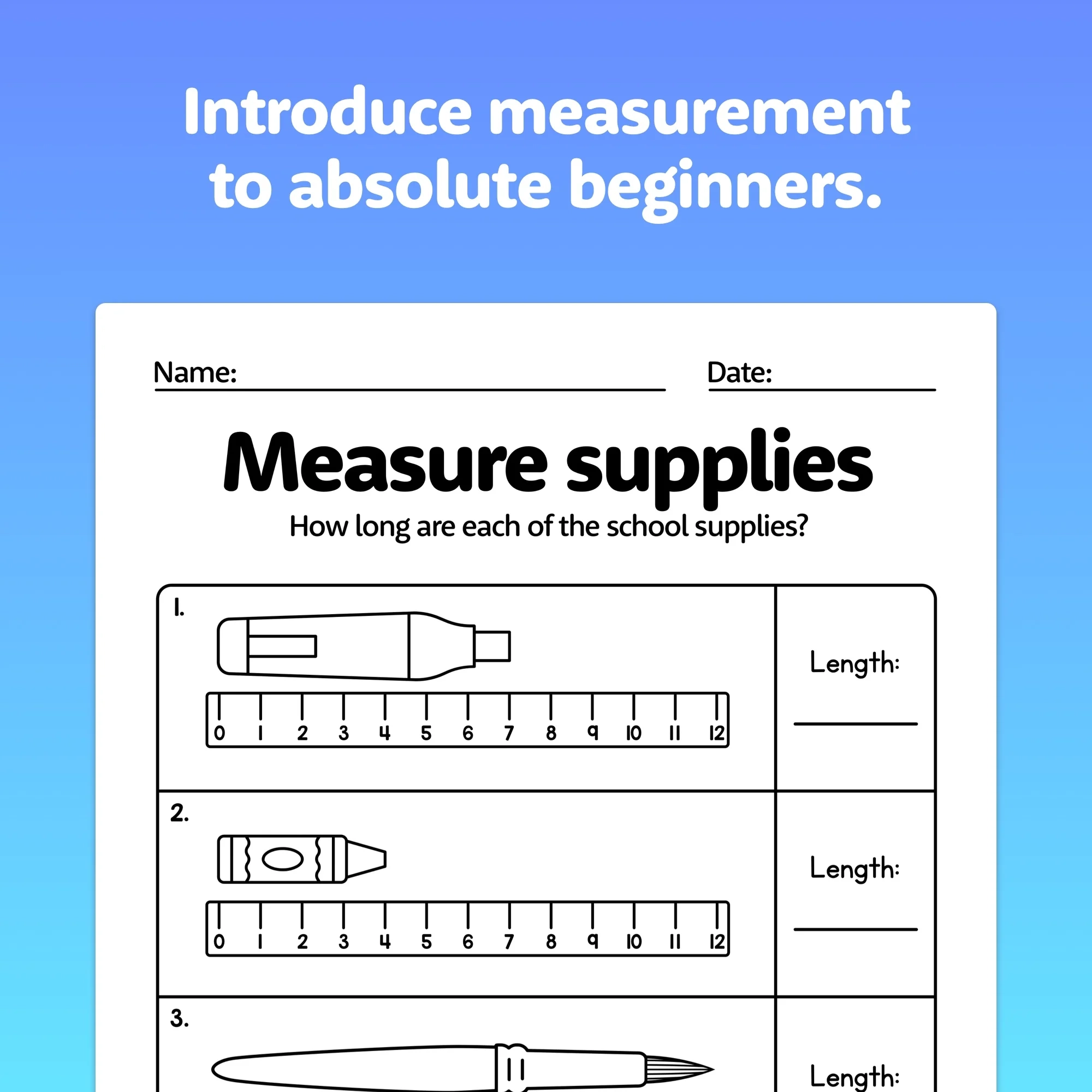 Measuring Length Worksheets Printable PDF That Little Robot