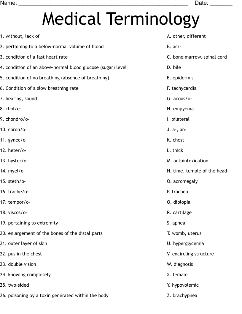 Printable Medical Terminology Pdf