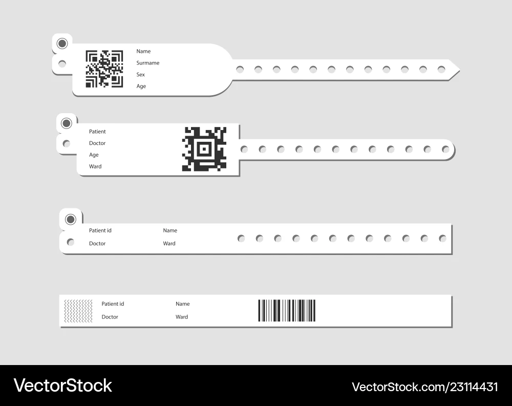 Medical Wristband Template Set Royalty Free Vector Image