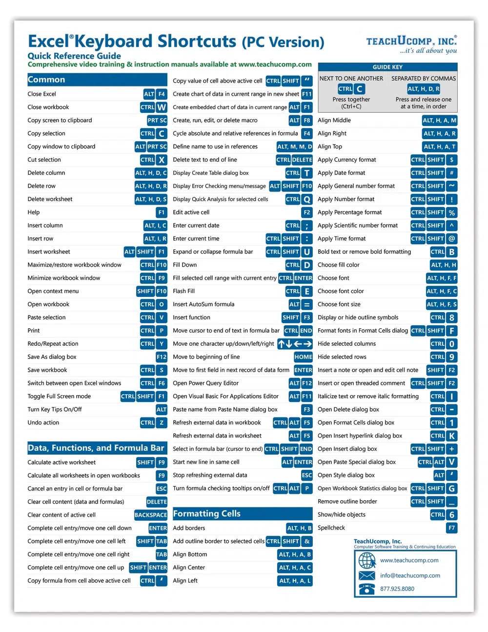 Excel Formula Cheat Sheet Printable 2021