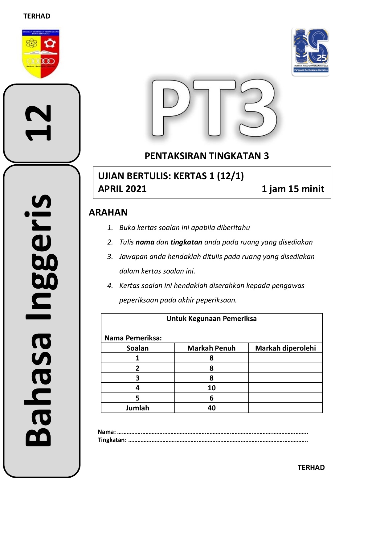 mid term exam paper form 1 to 4 2021 flip ebook pages 1 50 anyflip