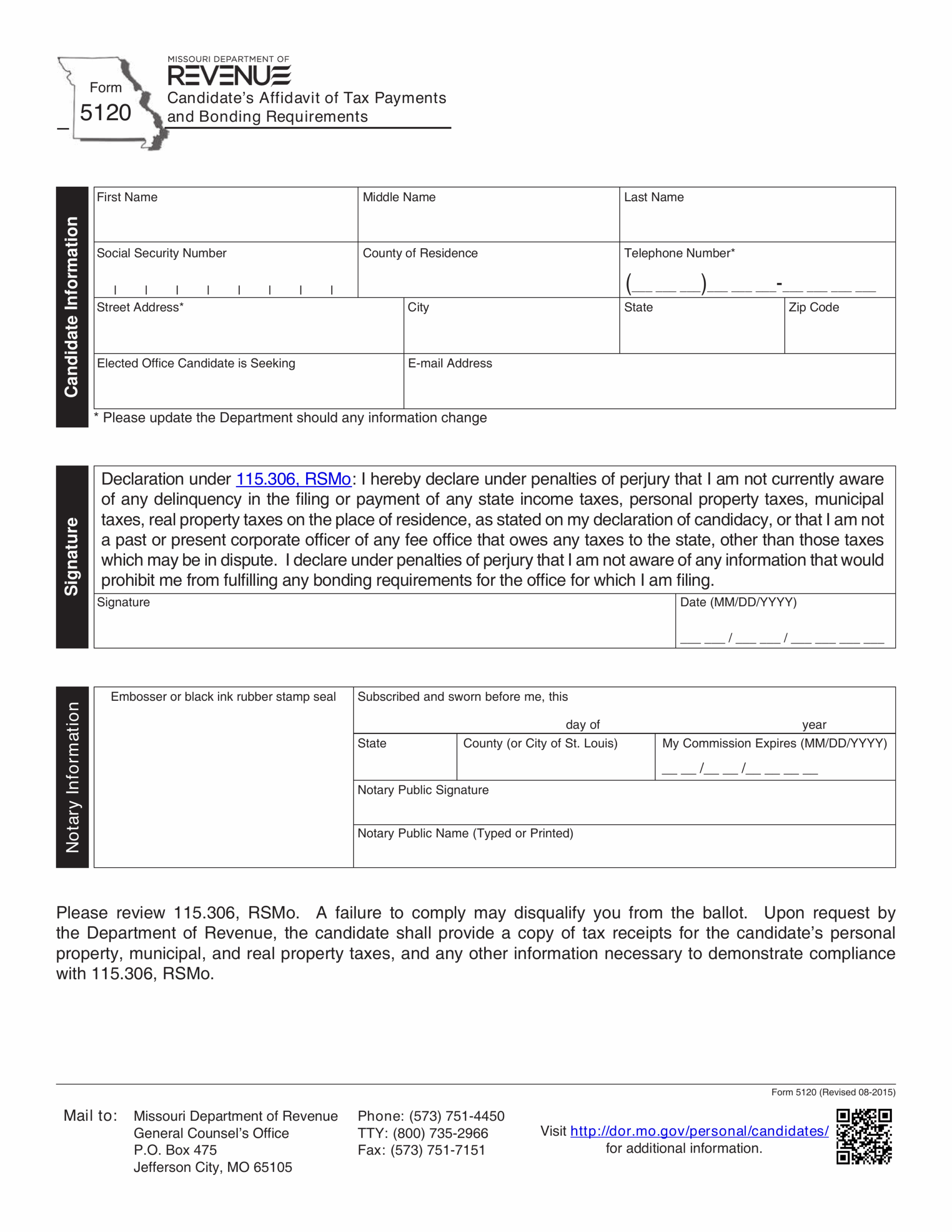 Missouri Form 53-1 Printable Form