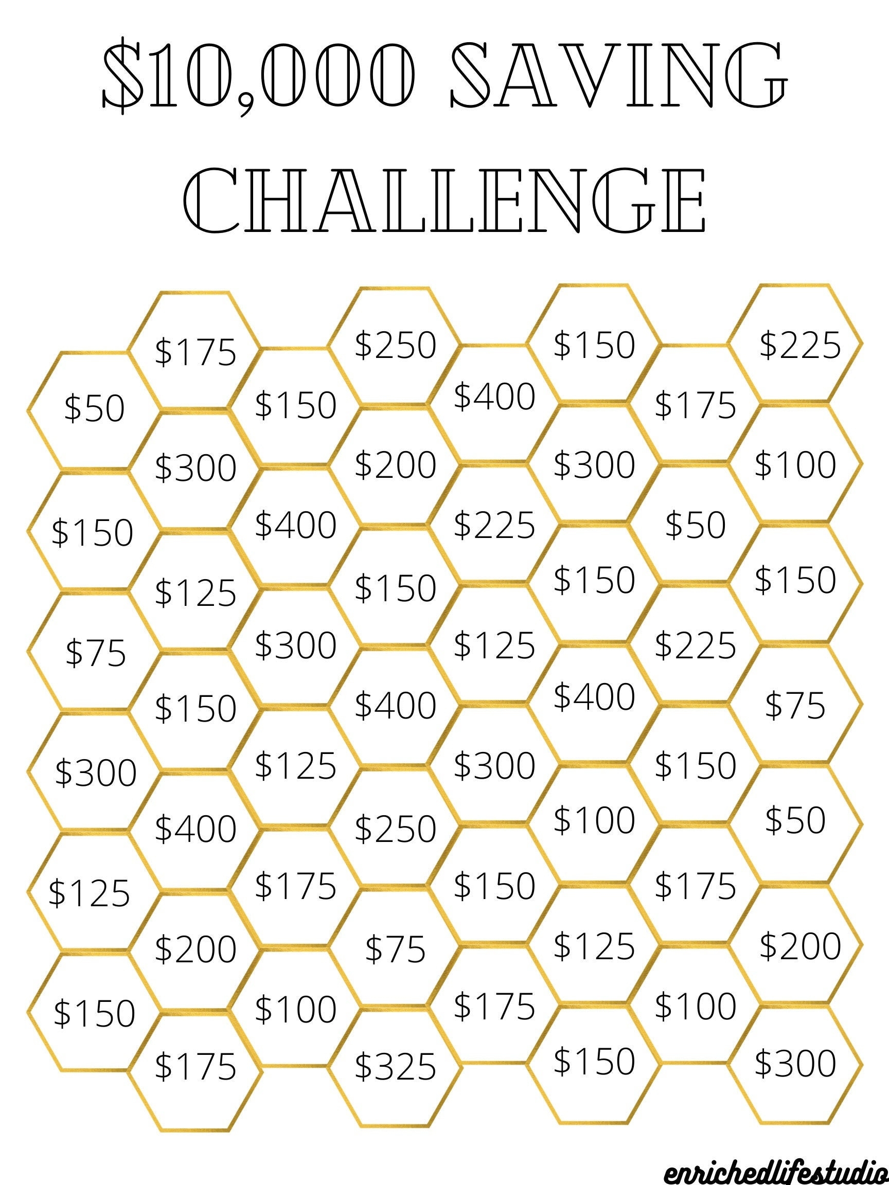 Printable Money Saving Challenge Worksheet