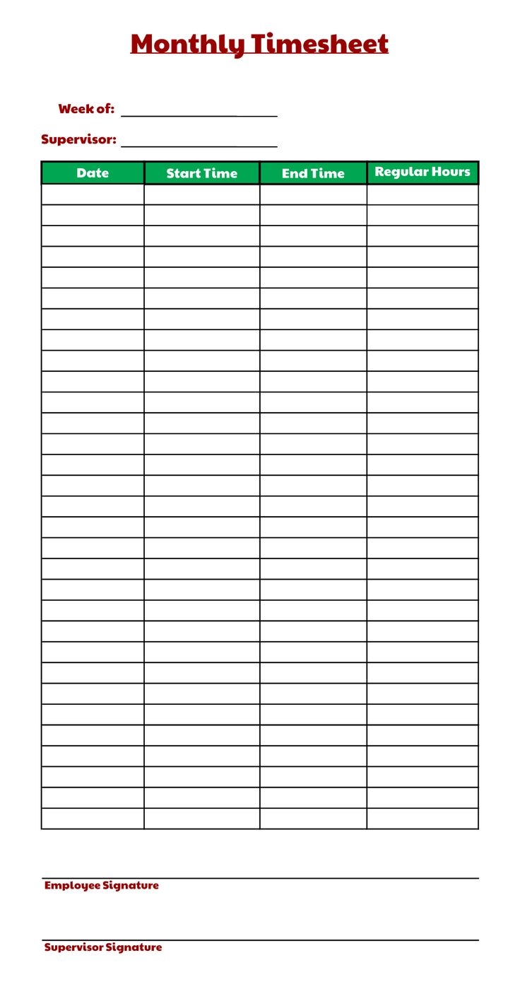 Free Printable Time Cards Templates