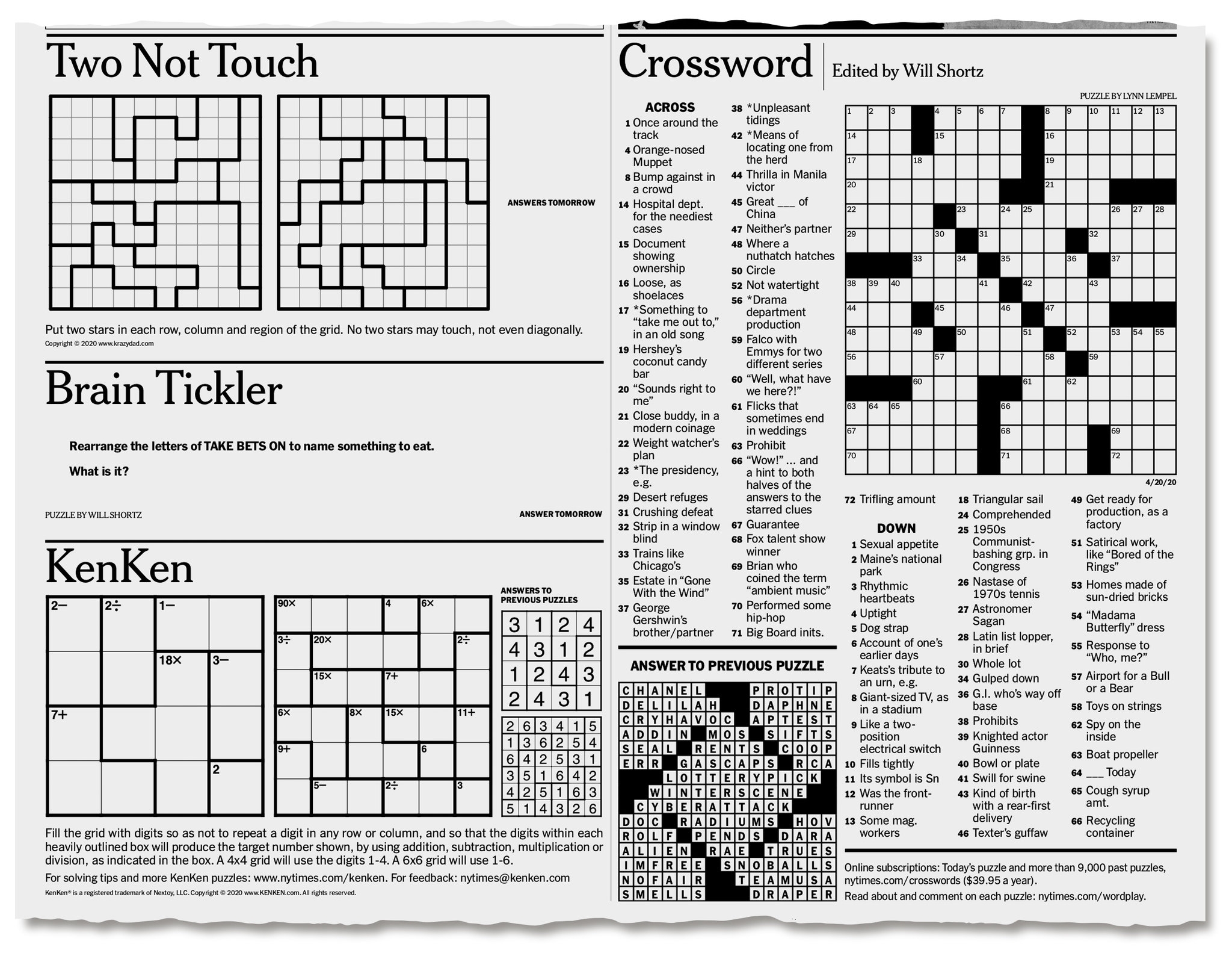 New York Times Monday Crossword Printable