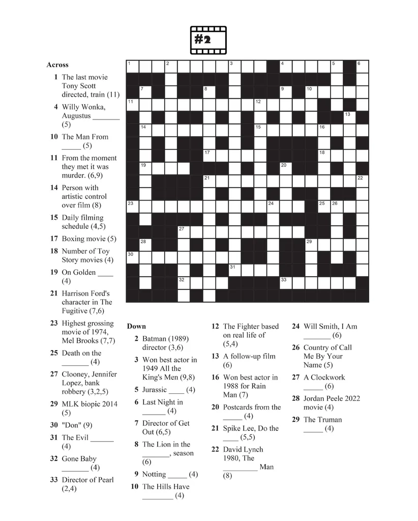 Classic Movie Printable Crossword Puzzles
