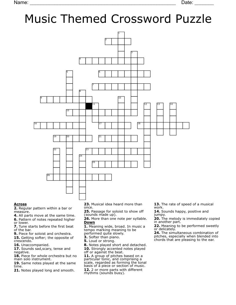 Free Themed Crossword Puzzles Printable