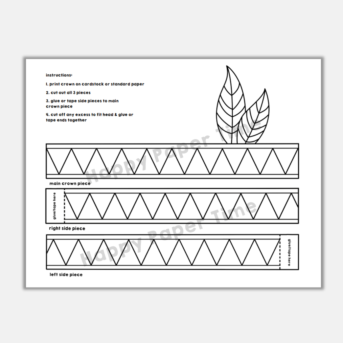 Native American Headband Feathers Paper Crown Printable Coloring 