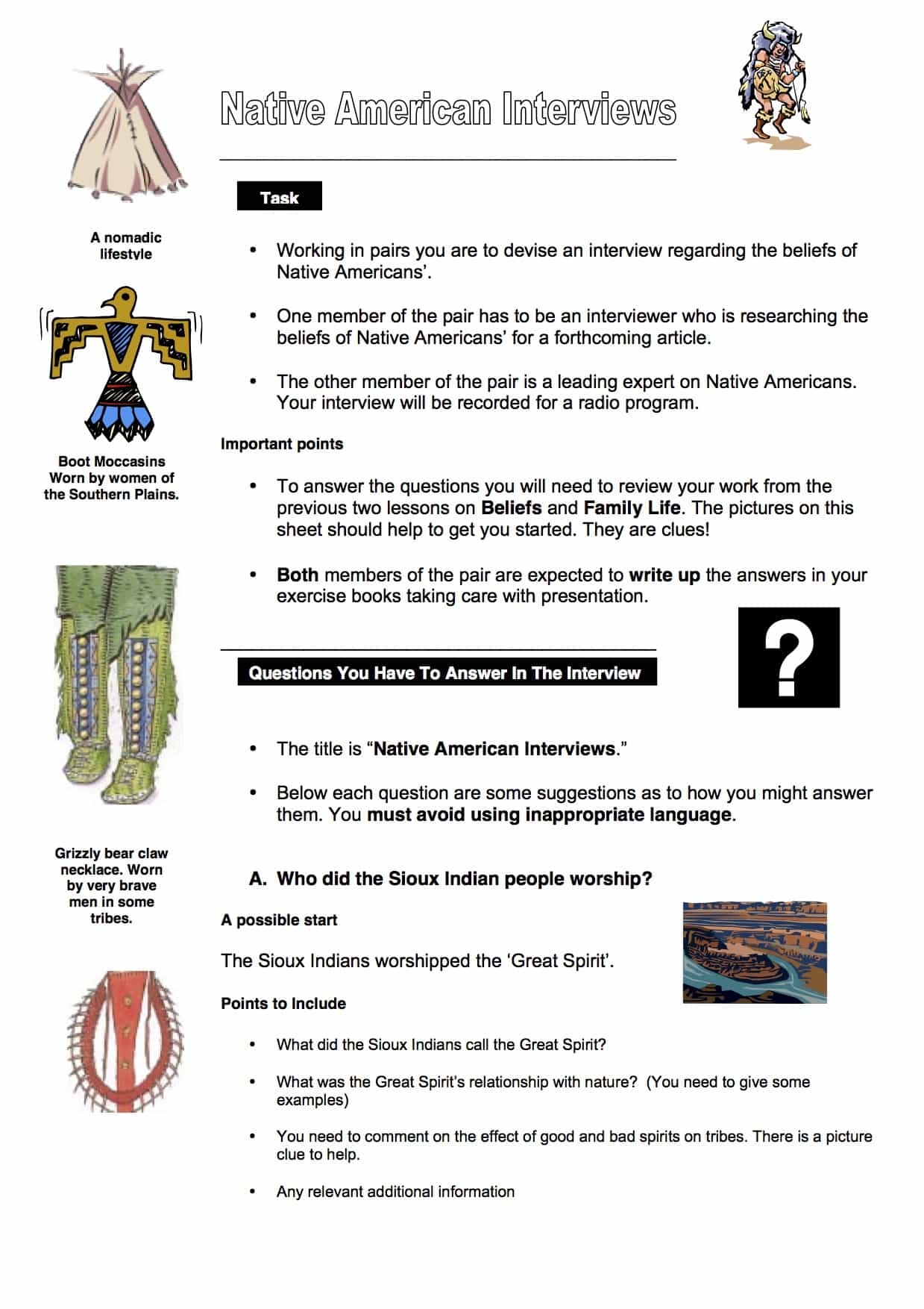 Native Americans Of North America Free Printables Worksheets Library