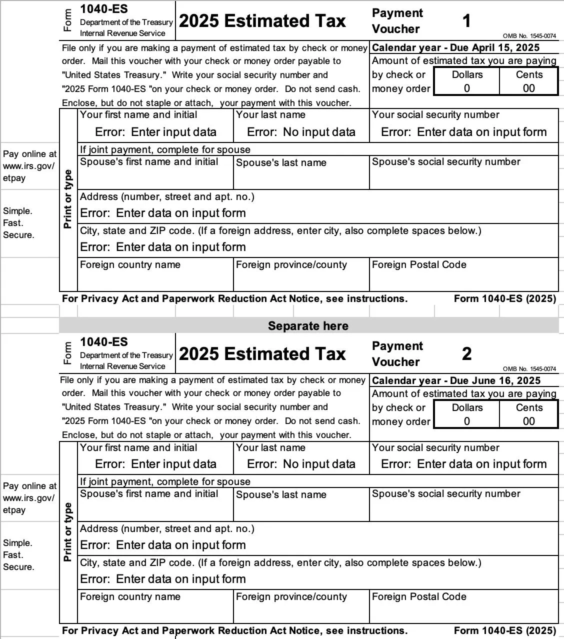 Neu 2025 Excel 1040ES Bund Arbeitsbuch Etsy de