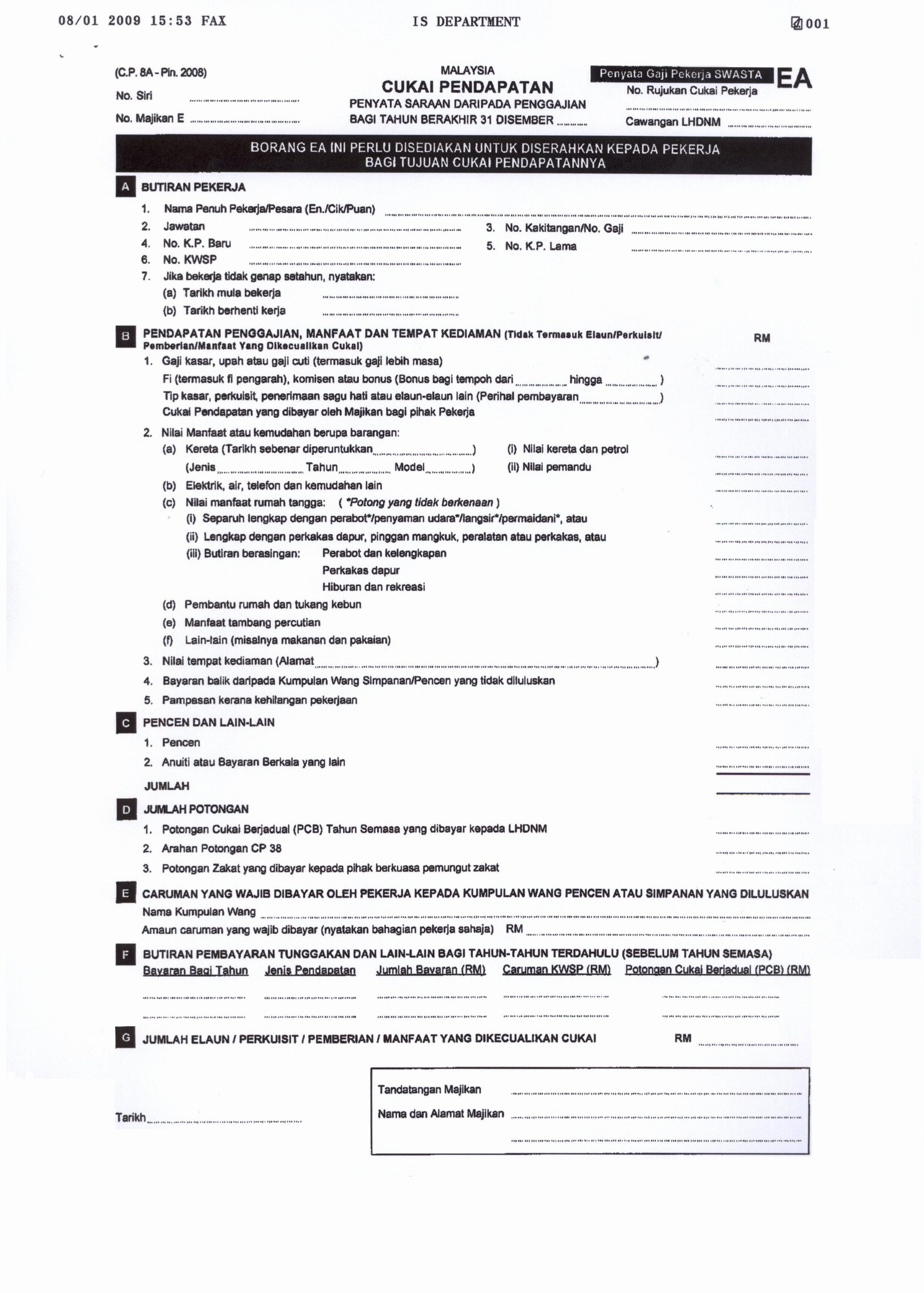 Ea Form Malaysia Sample