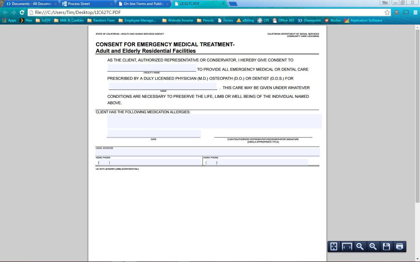 Lic 627 Form California