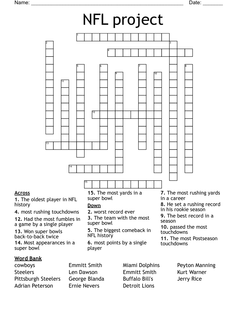 Free Printable Crossword Puzzles Football