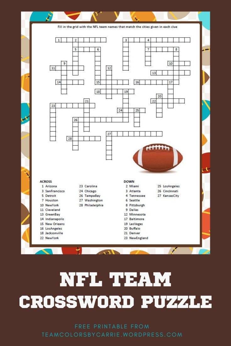 Free Printable Nfl Teams Crossword Puzzles