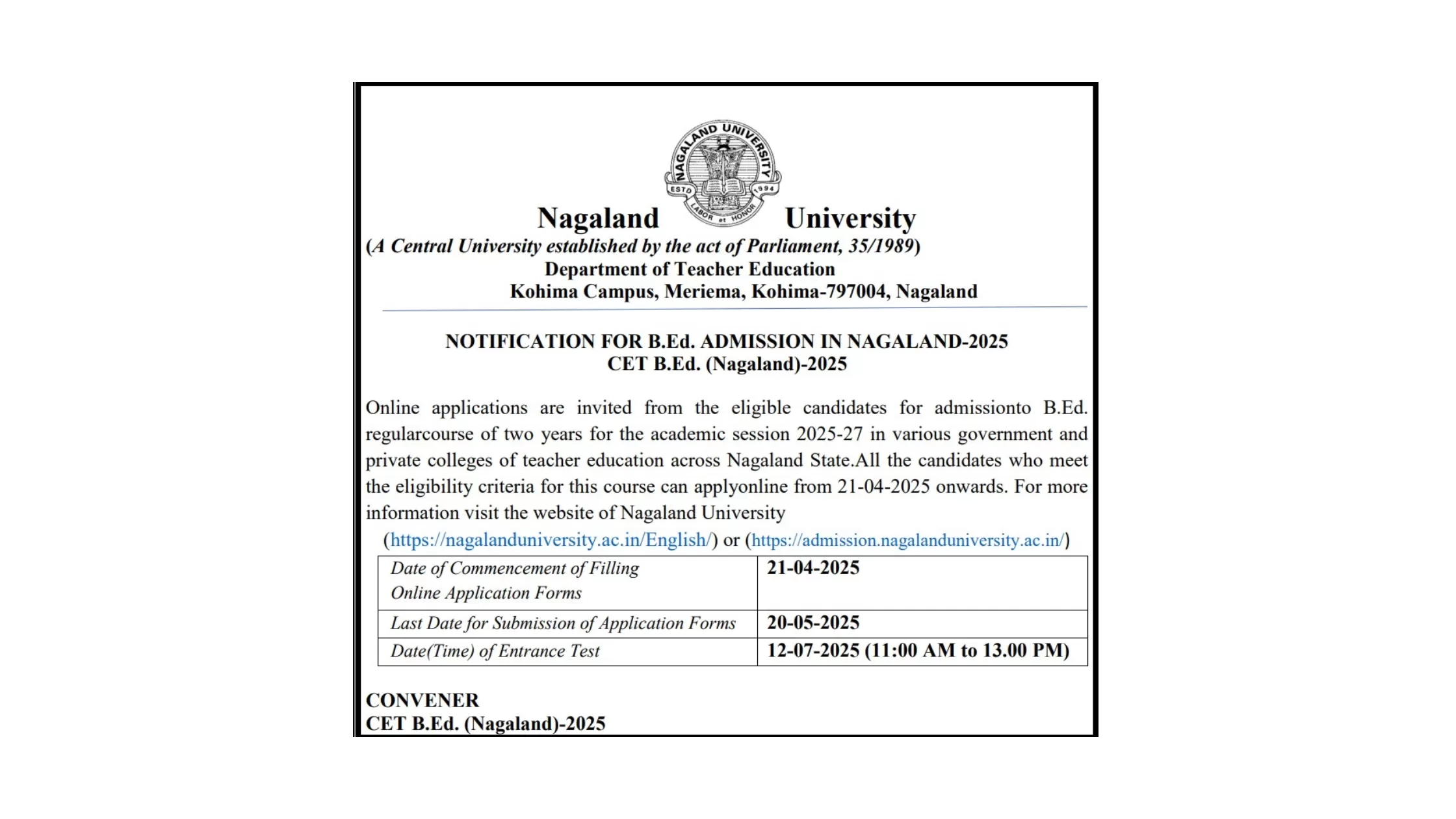 B Ed Application Form 2025 Last Date