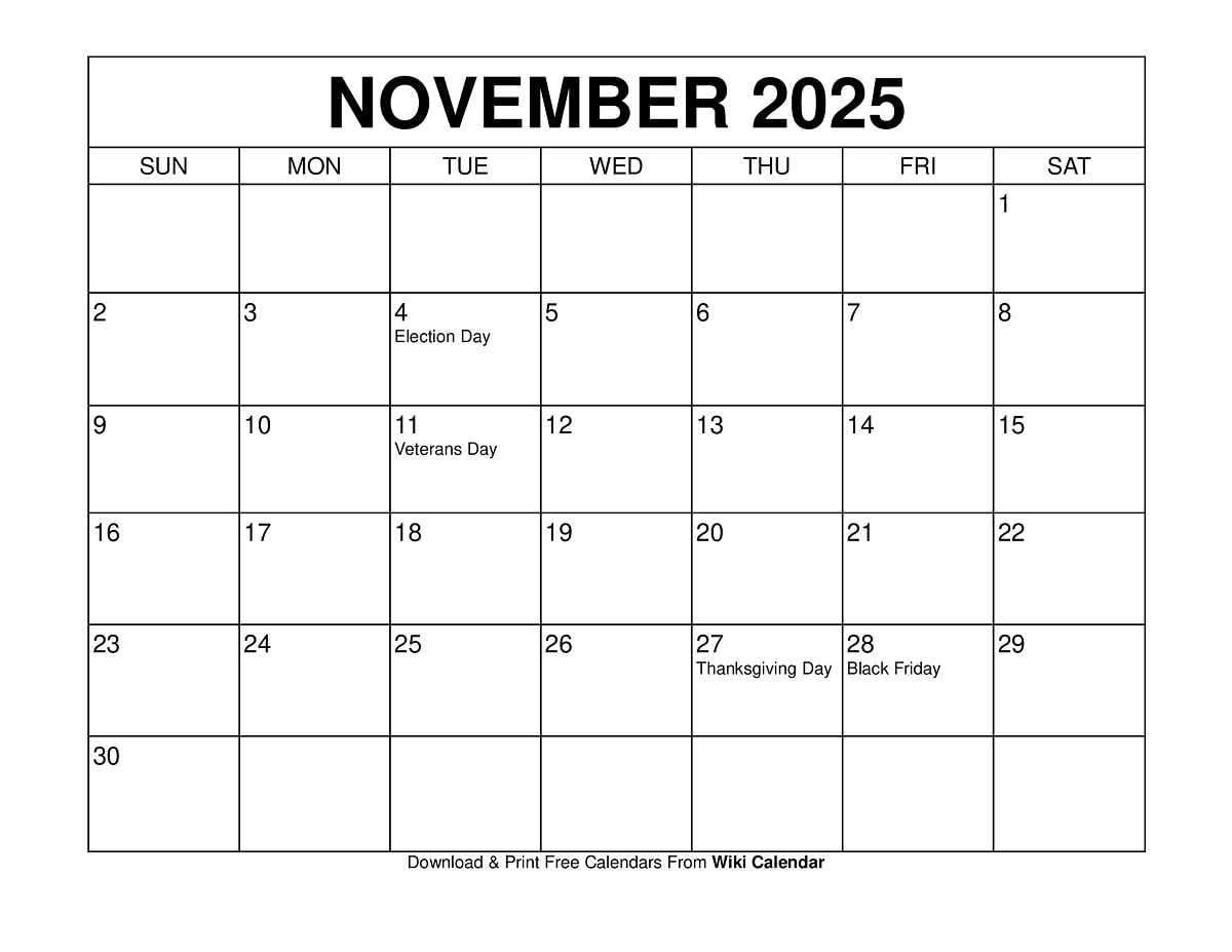November 2026 Calendar Printable Wiki