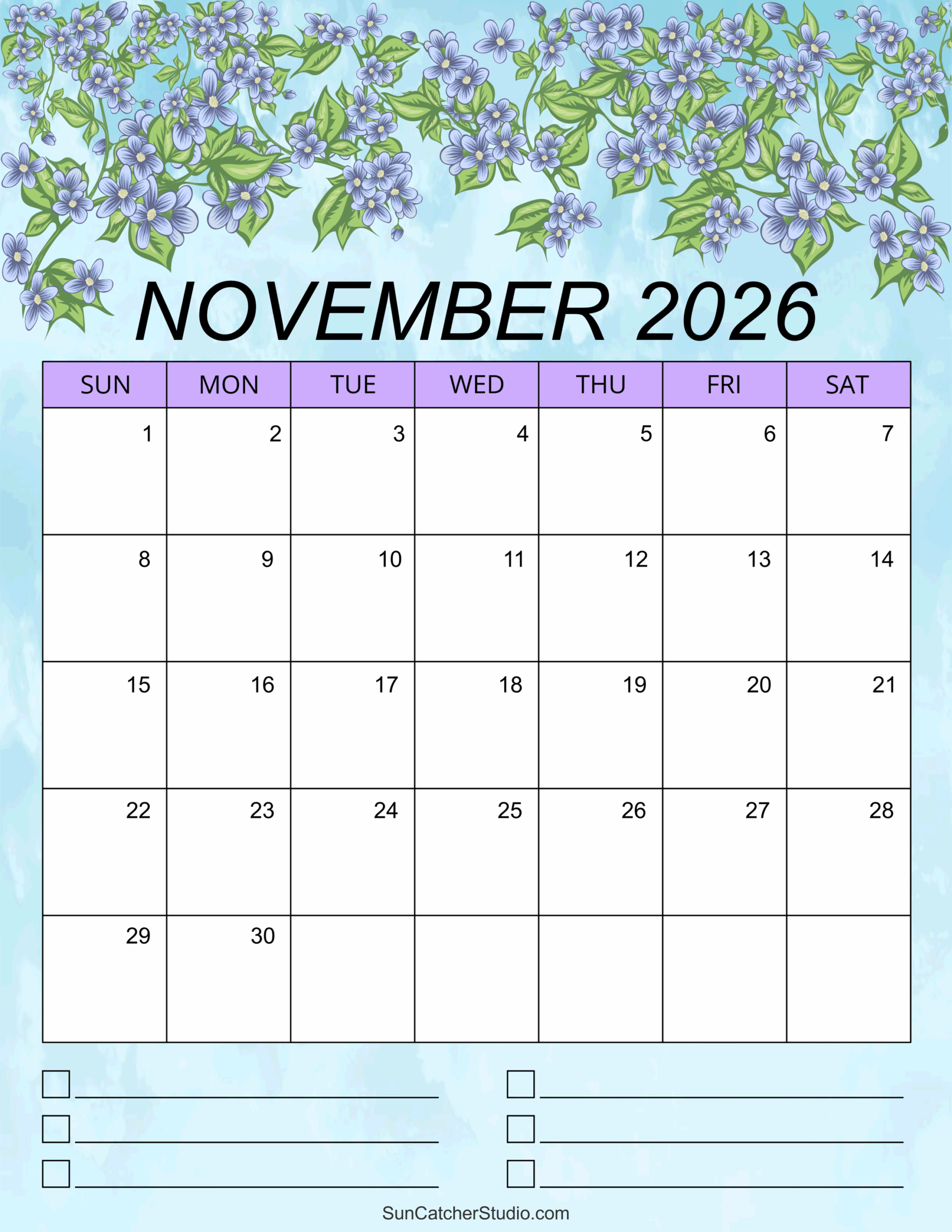 November Download Printable Calendar 2026