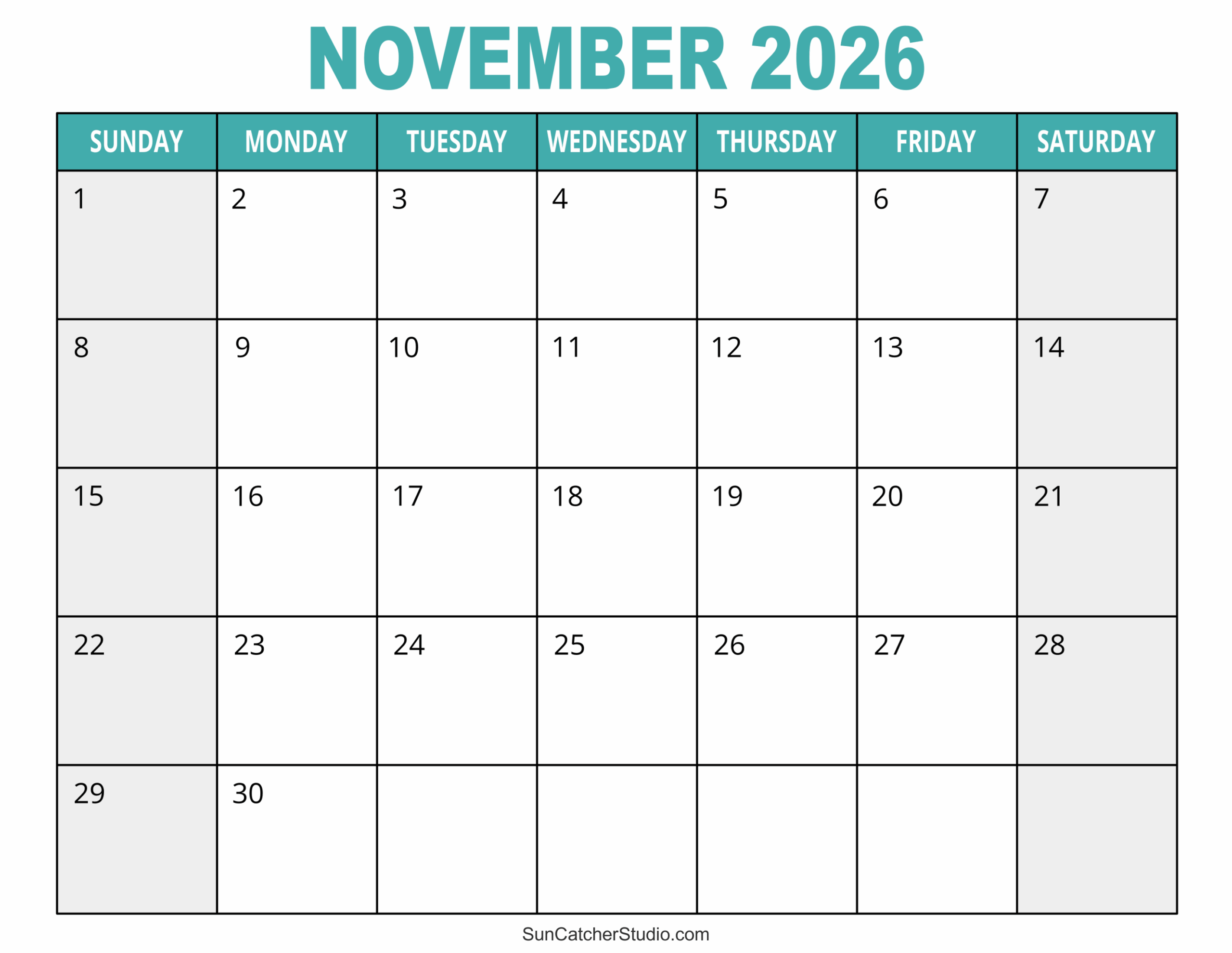 November 2026 Printable Calendar Printabulls