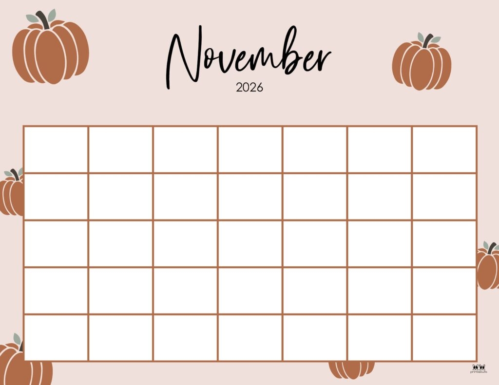 Printable Kids November Calendar 2026
