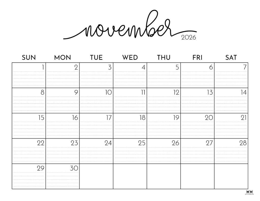 Printable Weekly Calendar For November 2026
