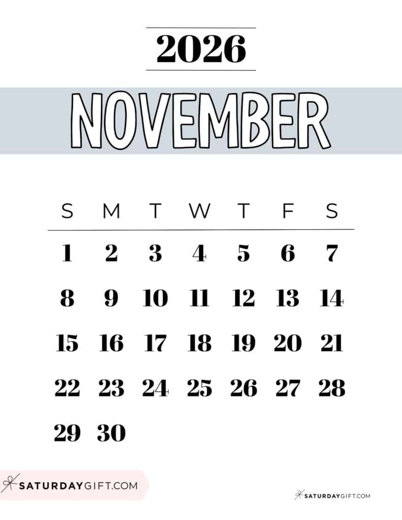 November 2026 Calendar Page