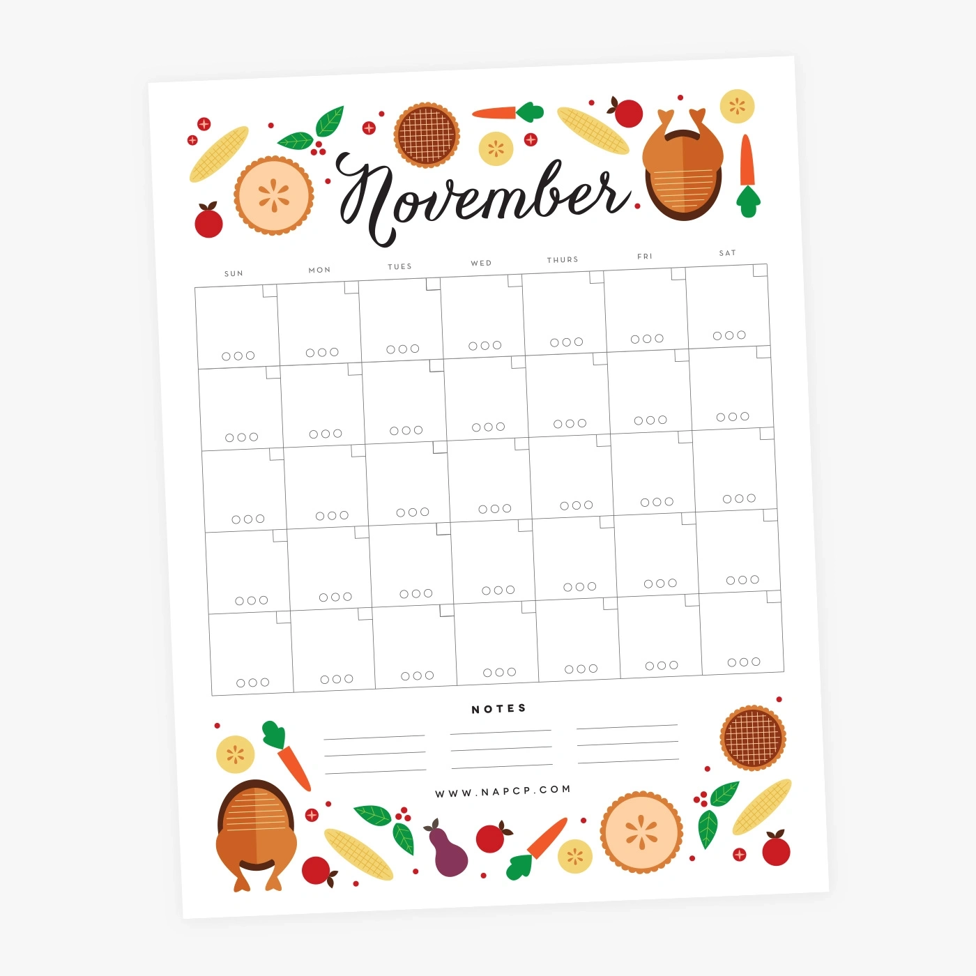 November Printable Menu And Calendar National Association Of 
