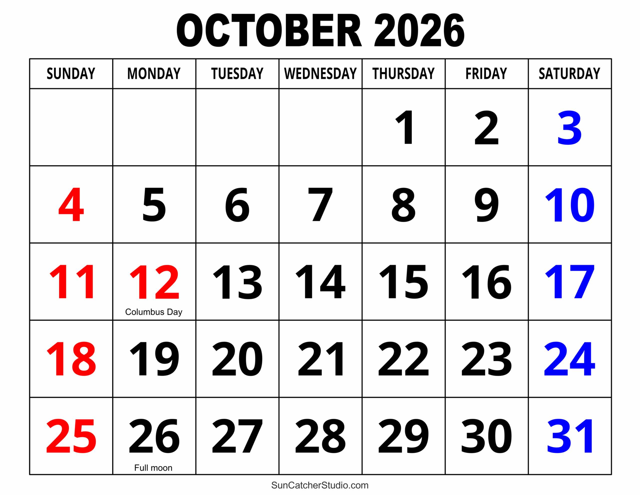 Printable Calendar October 2026 November 2026