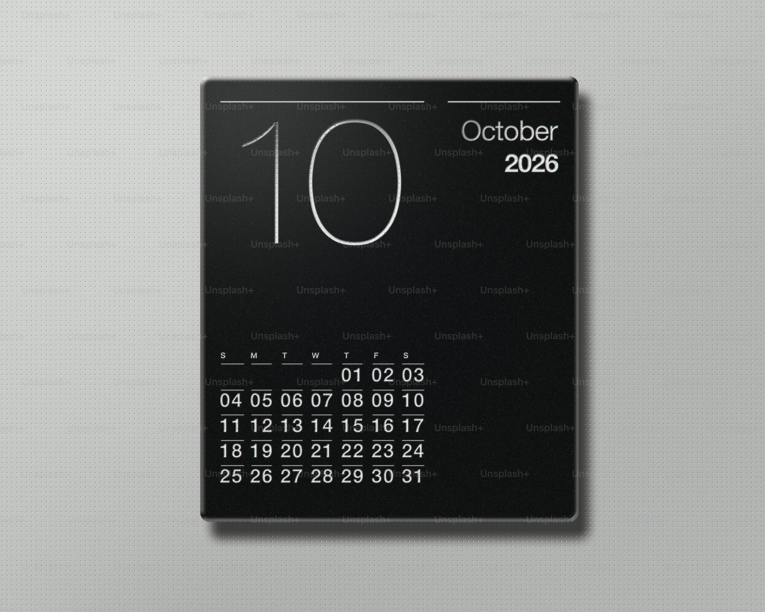 October 2026 Calendar On A Black Background Photo Calendar Image 