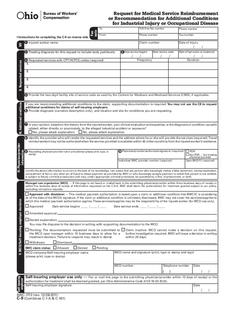 OH BWC 1113 Form Fill Online Printable Fillable Blank PdfFiller
