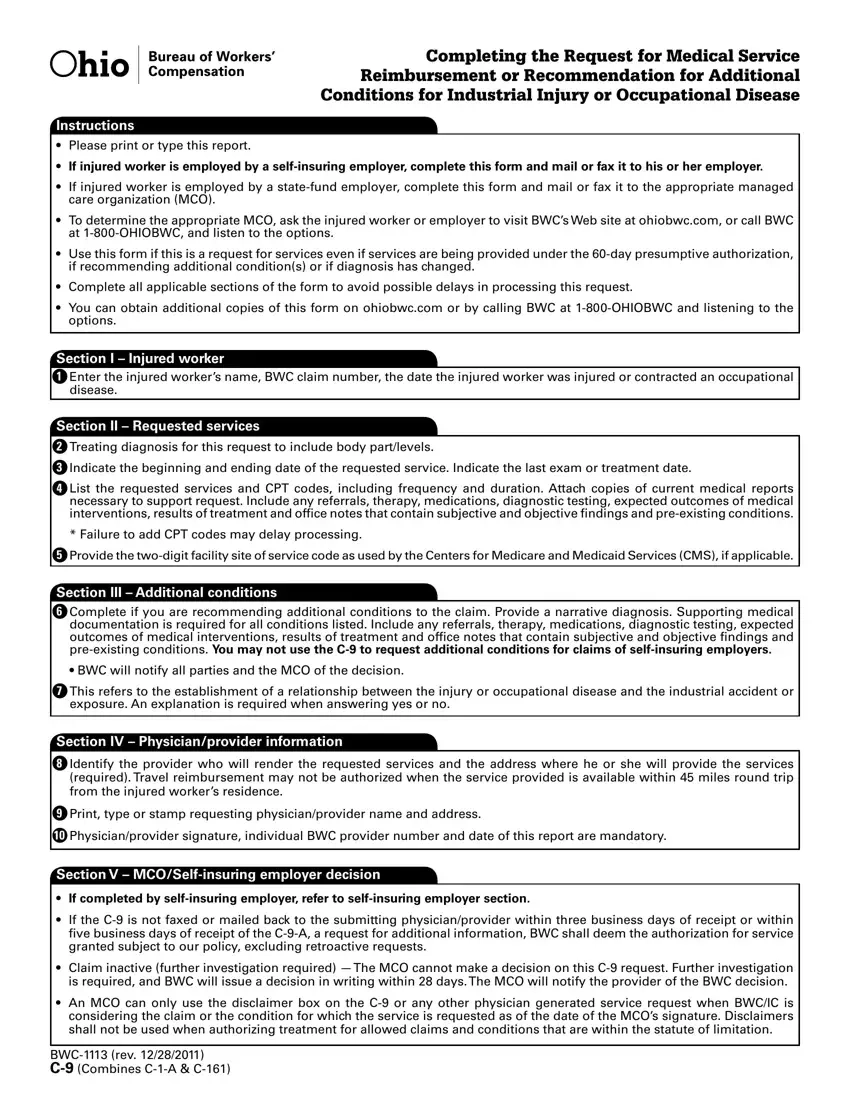 Ohio Bwc Writable C 9 Fill Out Printable PDF Forms Online