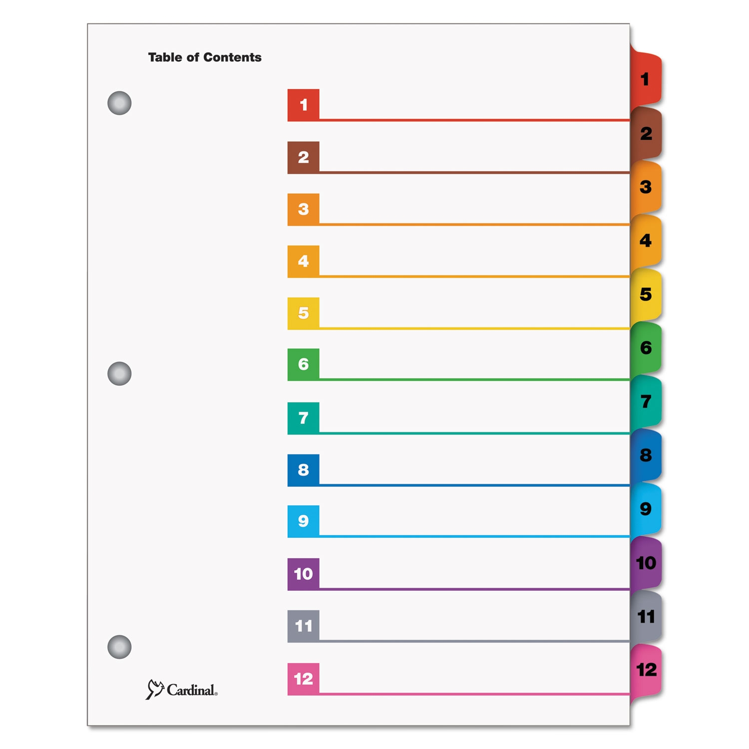 OneStep Printable Table Of Contents And Dividers 12 Tab 1 To 12 