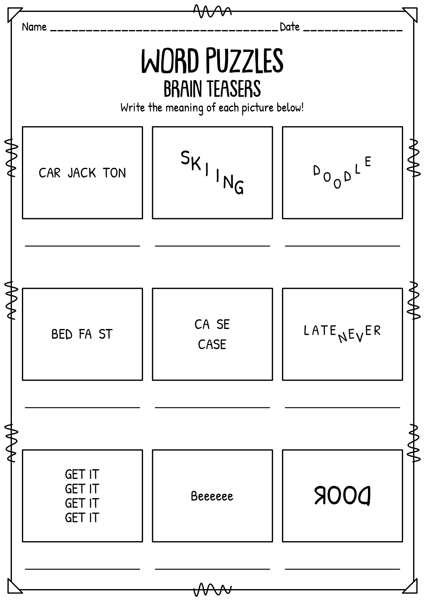 Brain Puzzles Printable For Adults