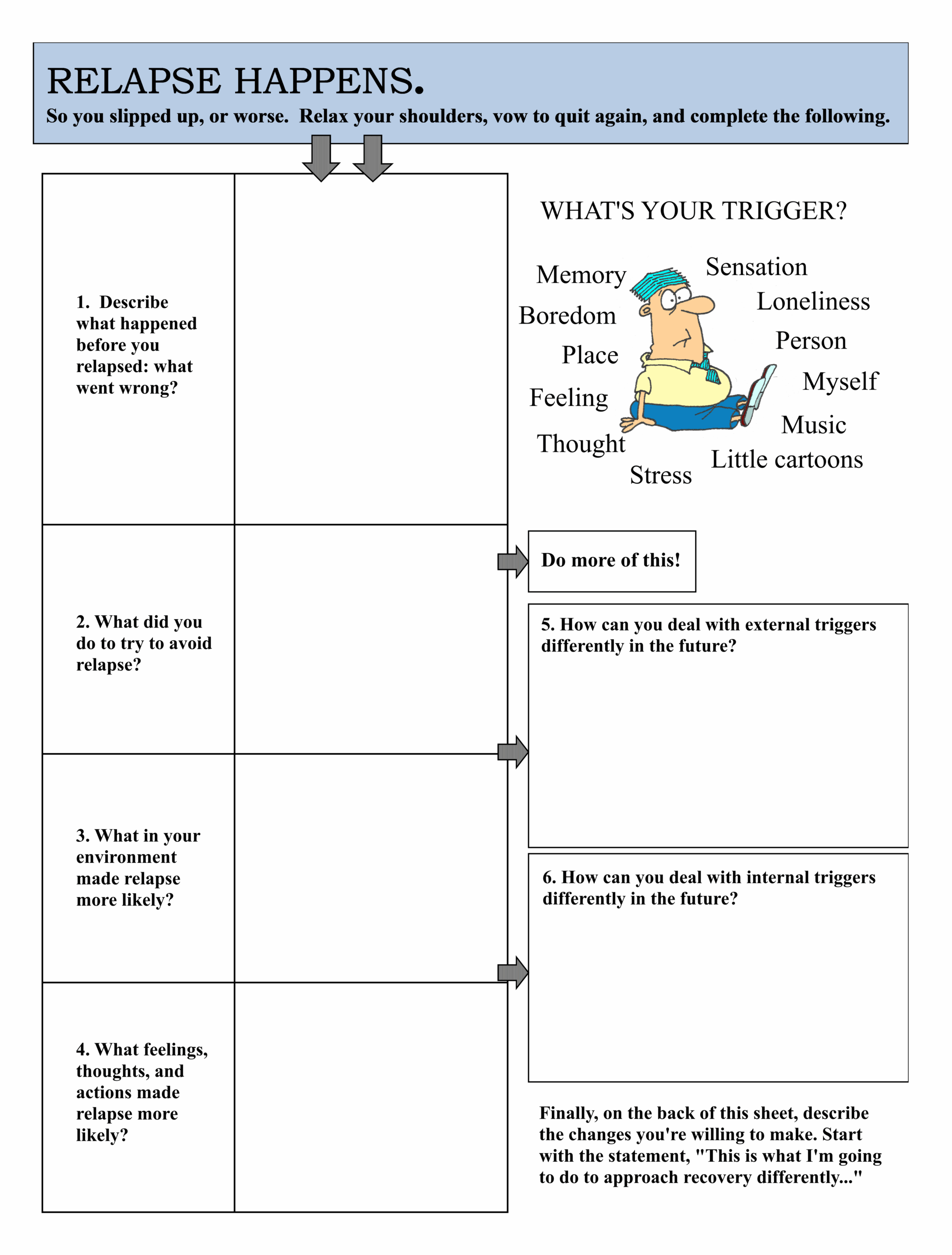 Free Printable Recovery Worksheets For Adults