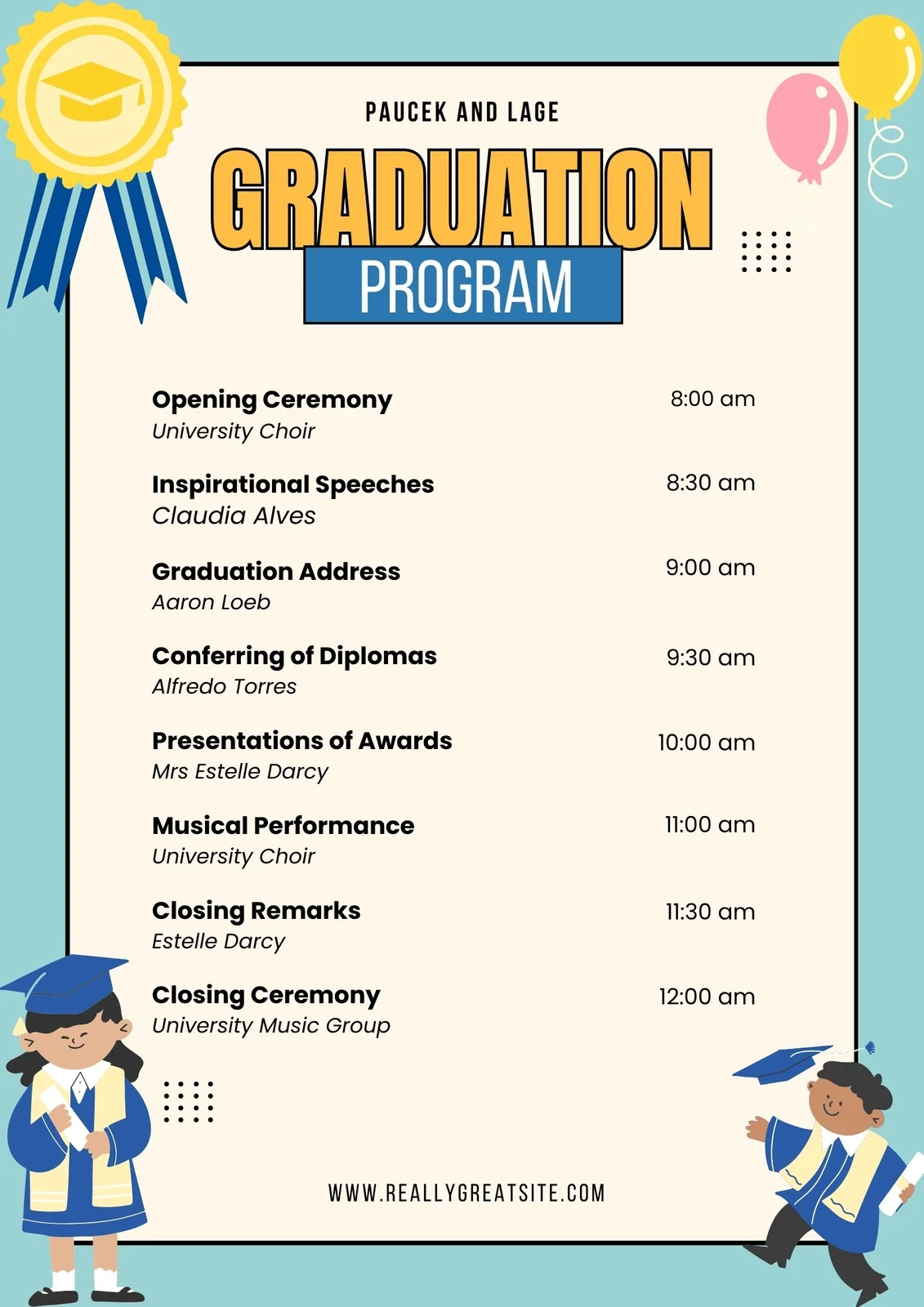 Page 2 Customize 328 Graduation Programs Templates Online Canva