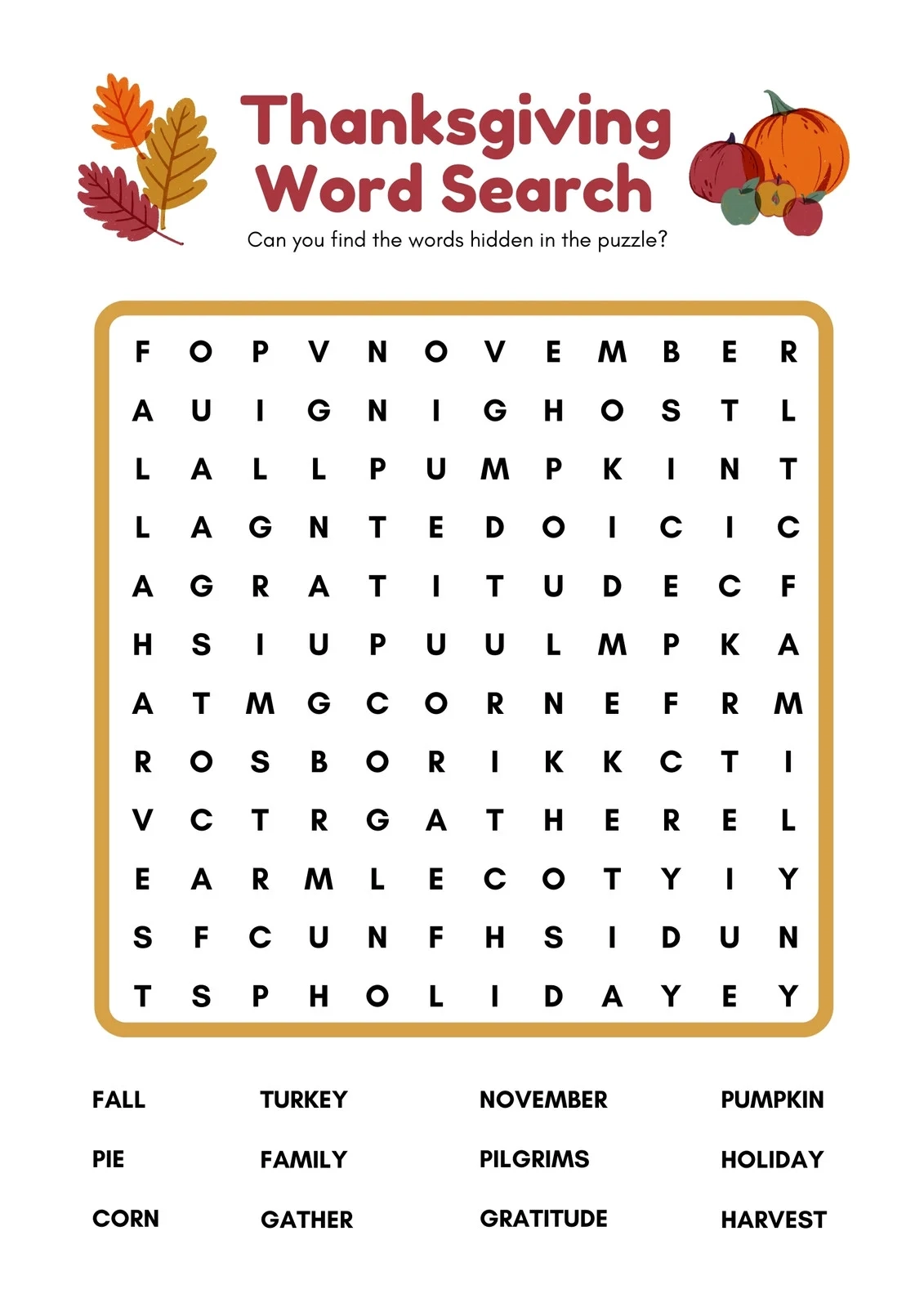 Free Printable Worksheets Thanksgiving