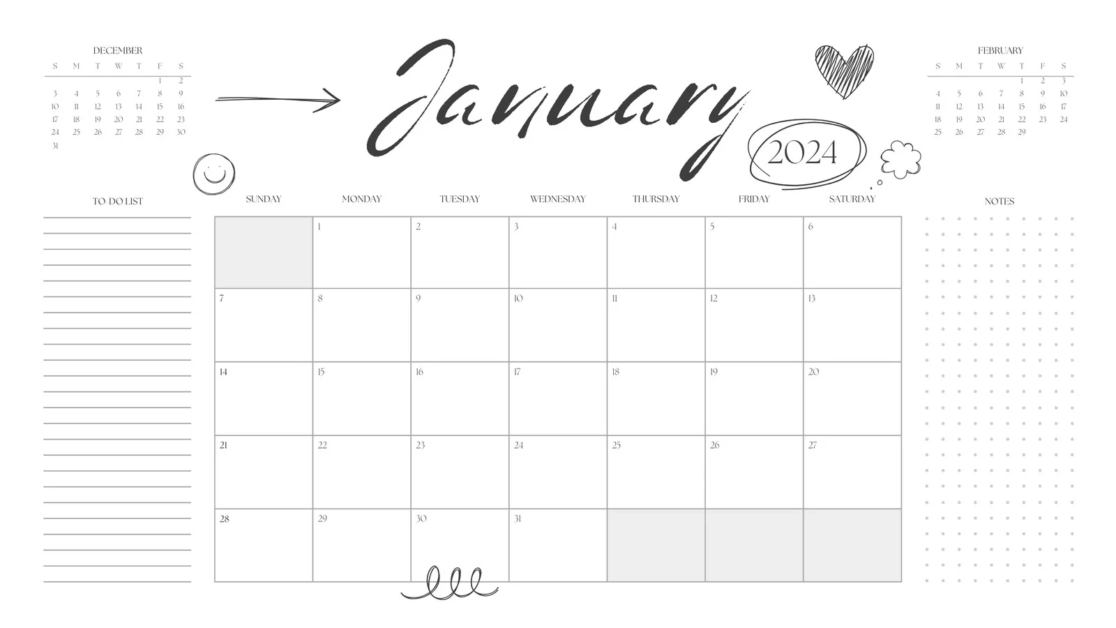 Blank Calendar Printable Cursive
