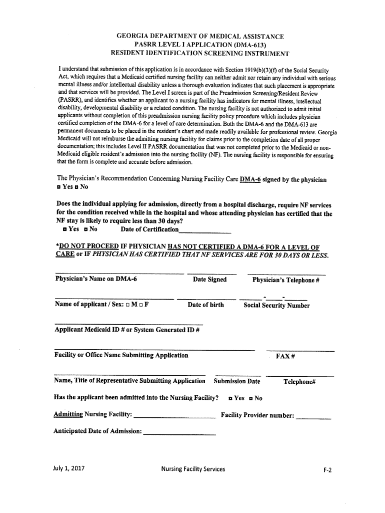 Pasrr Level 1 Form Georgia Fill Out amp Sign Online DocHub