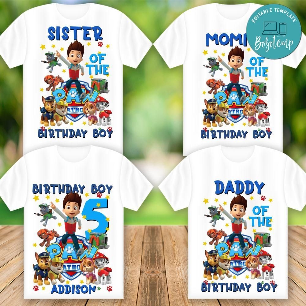 Paw Patrol Family Matching Iron On Transfer Shirt Bobotemp