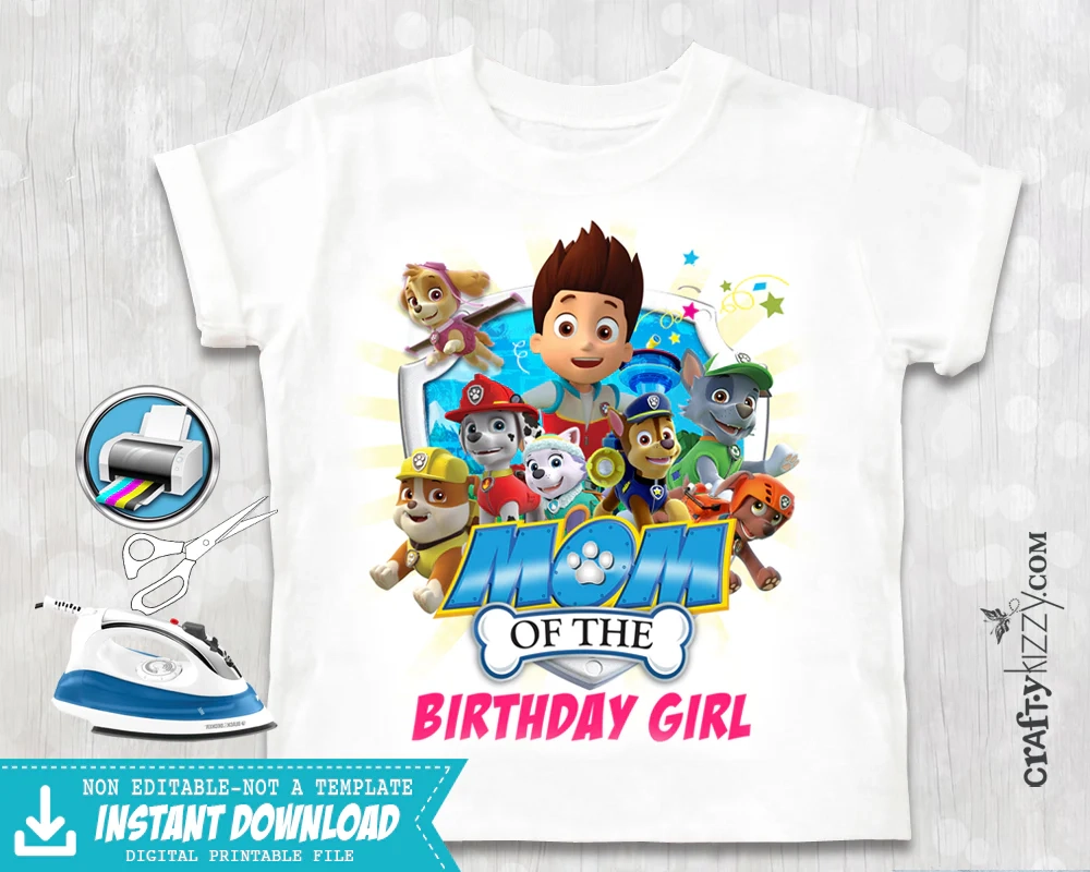 Printable Paw Patrol Birthday Shirt Template